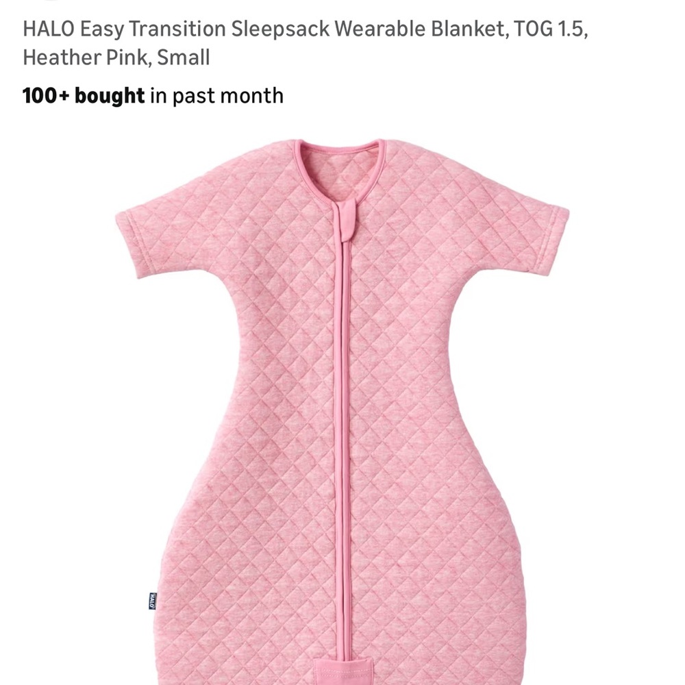 Halo Pink Quilted SleepSack Easy Transition
